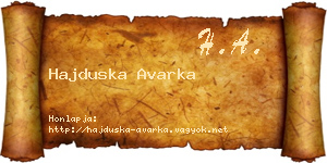 Hajduska Avarka névjegykártya
